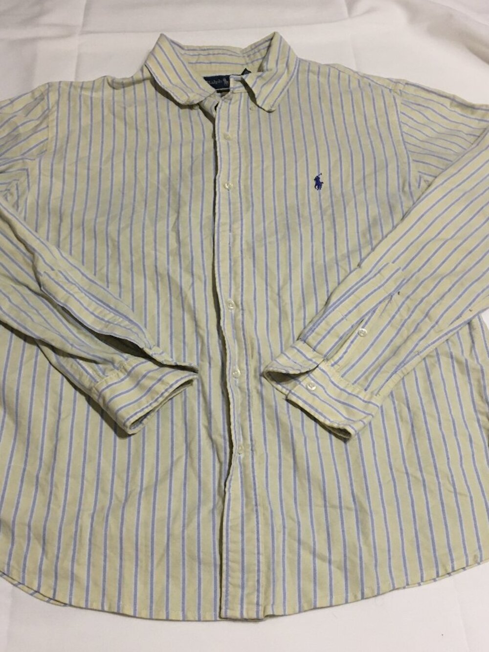 Ralph Lauren Men's XL Button-Down Long Sleeve Shirt Yellow Striped Custom Fit